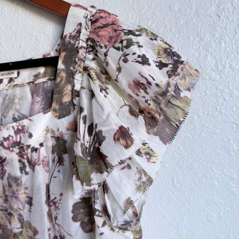 Ulla Johnson Kiki Top Blouse Floral Daisy Silk Womens 12 Boho Cottagecore NWOT - Picture 6 of 11